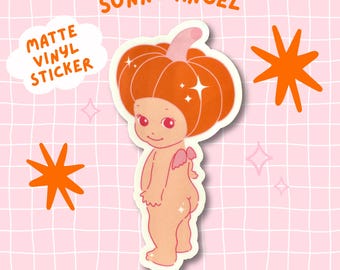Naklejka Sonny Angel z winylu matowego Kewpie Cherub na butelkę z wodą, urocze wycinane naklejki, wodoodporna naklejka na laptopa Sonny Angel Kawaii