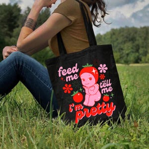 Sonny Angel Tote Bag Kewpie Cherub Pink Sonny Angel Merch Funny Quote Book Bag Girly Pastel Cotton Canvas Tote Tomato Sonny Grocery Bag Gift image 4