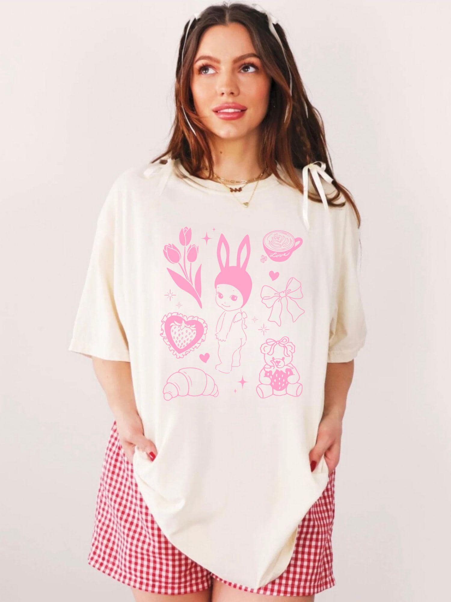 Sonny Angel Shirt Y2K Vintage 90s Kewpie Cherub T-Shirt Gift for Her Bunny Sonny Angel Graphic Tee Soft Girl Heart Latte Girly Oversized Tee