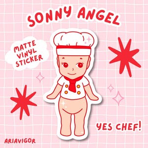Sonny Angel Sticker Yes Chef Cute Kewpie Cherub Vinyl Sticker Matte Waterproof Die Cut Decal Pastel Laptop Water Bottle Sticker Y2K Trendy
