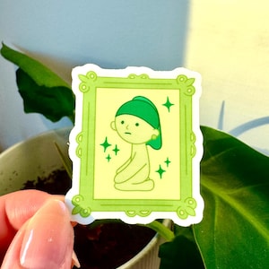 Cute Smiski Sticker Matte Vinyl Stickers for Laptop Smiski Homebody Club Decal Water Bottle Kawaii Sticker Waterproof Trendy Green Guy Gift Art Smiski