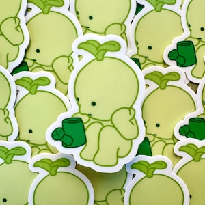 Cute Smiski Sticker Matte Vinyl Stickers for Laptop Smiski Homebody Club Decal Water Bottle Kawaii Sticker Waterproof Trendy Green Guy Gift image 5