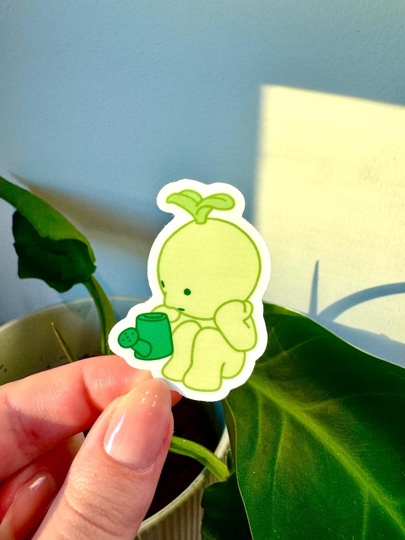 Cute Smiski Sticker Matte Vinyl Stickers for Laptop Smiski Homebody Club Decal Water Bottle Kawaii Sticker Waterproof Trendy Green Guy Gift Watering Can Smiski