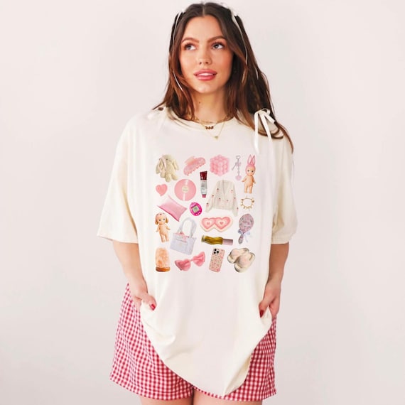Pink Y2K 90s Nostalgia Tee Sonny Angel Cute Trinkets Graphic Tee Kewpie Cherub Girly Pastel Shirt Coquette Aesthetic Soft Girl Tee Vintage