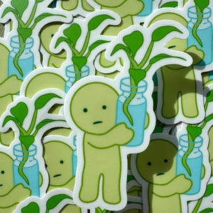 Adesivo fofo Smiski, adesivos de vinil fosco para laptop, decalque Smiski Homebody Club, garrafa de água, adesivo kawaii, à prova d&#39;água, moderno, verde, presente masculino