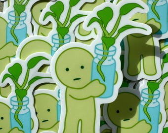 Cute Smiski Sticker Matte Vinyl Stickers for Laptop Smiski Homebody Club Decal Water Bottle Kawaii Sticker Waterproof Trendy Green Guy Gift