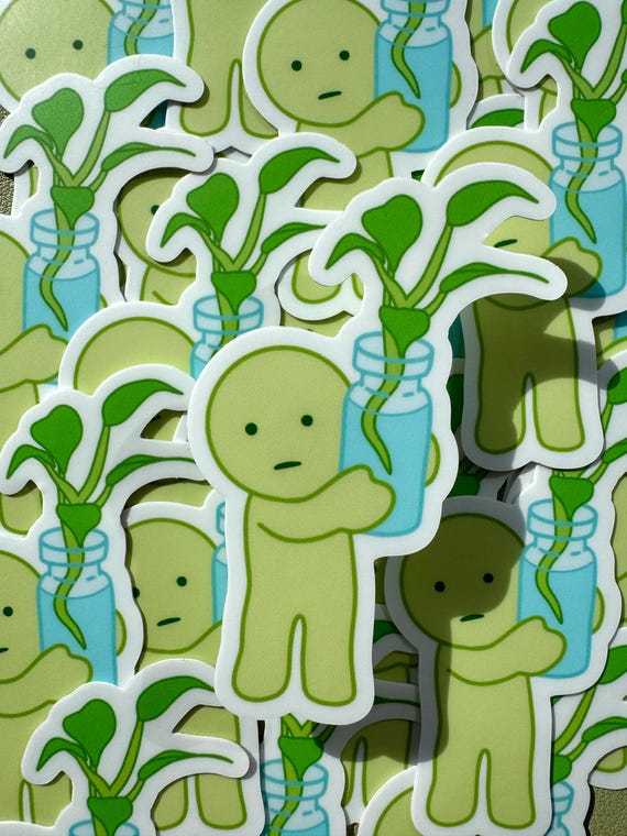 Cute Smiski Sticker Matte Vinyl Stickers for Laptop Smiski Homebody Club Decal Water Bottle Kawaii Sticker Waterproof Trendy Green Guy Gift