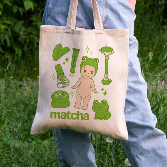 Sonny Angel Tote Bag Kewpie Cherub Book Bag Girly Coquette Matcha Lover Cotton Canvas Tote Silly Frog Grocery Bag Gift Sonny Angel Lover