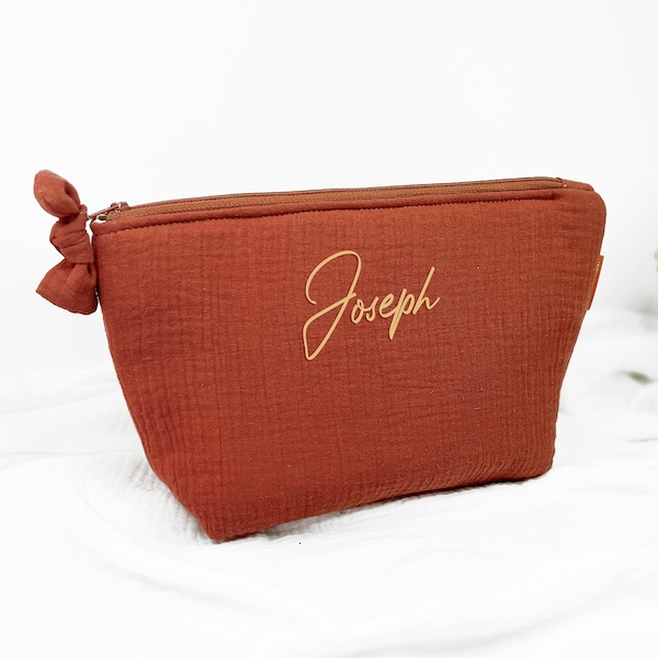 TROUSSE XL Trousse a langer a personnalisée , trousse bébé personnalisable, trousse maquillage, pochette de voyage Terracotta