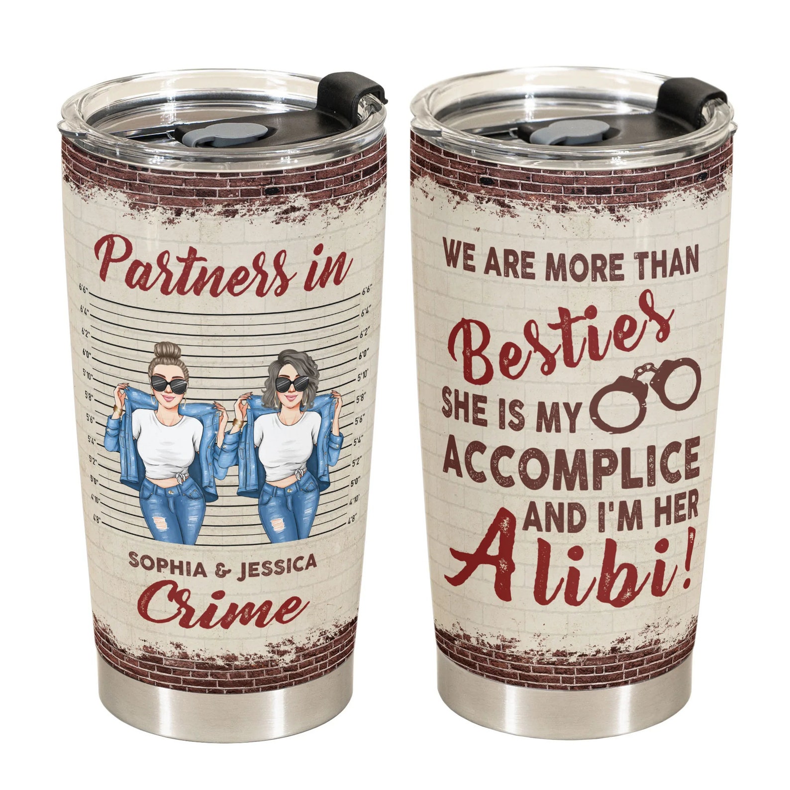 Personalized Partners in Crime Tumbler Custom Besties Tumbler Etsy