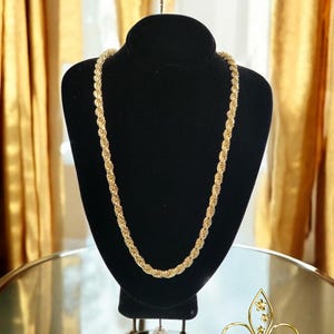 Luxury Diamond cut solid rope gold plated rope chain - 5 mm 24 inches