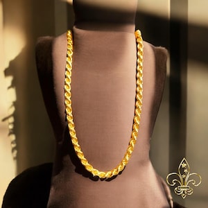 8MM - 24 inches long LUXURY DIAMOND CUT gold plated - Italian rope chain (#105)