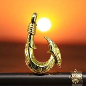Gold Plated Sterling Silver Hawaiian Fish Hook Pendant