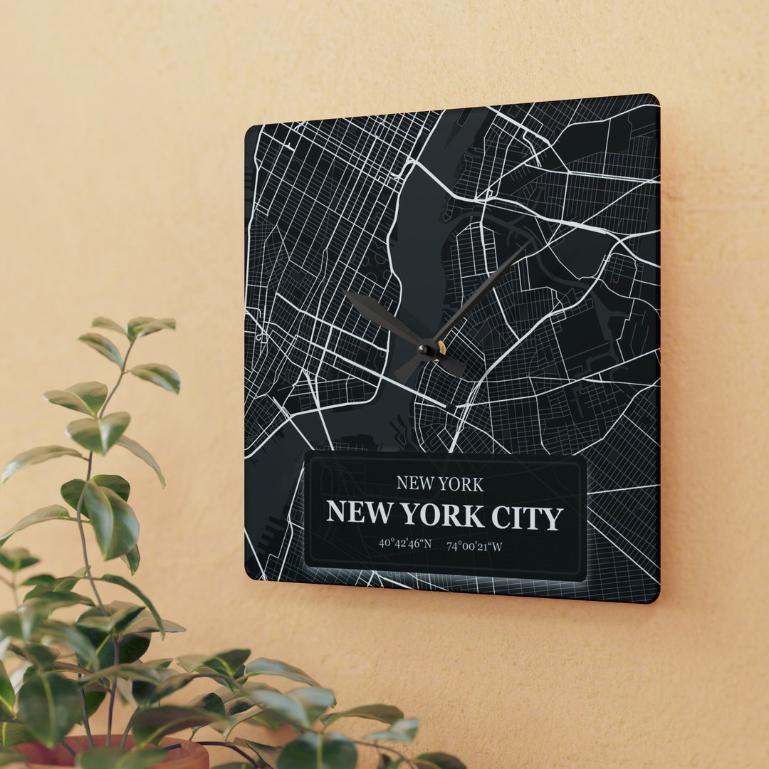 New York City Wall Clock United States Acrylic Wall Clock NY Etsy