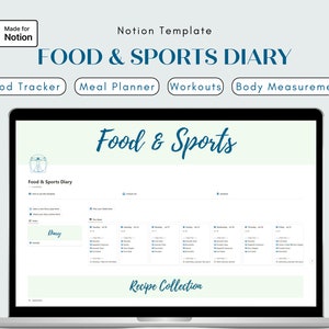 Notion Food Diary | Recipe Book | Workout & Meal Planner | Weight Loss Tracker | Health | Nutrition | Aesthetic | Minimal | Grocery List
