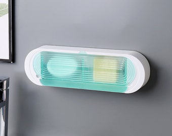 Porte-savon avec vidange Boîte à savon Porte-savon pratique Porte-savon pour douche Cadeau de pendaison de crémaillère Cadeau de mariage Distributeur de savon Facile à installer Flip