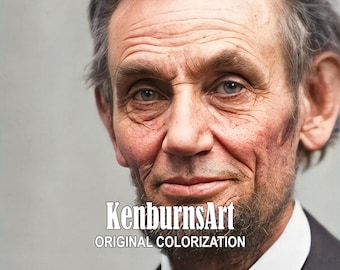 Retrato de Abraham Lincoln - Fotografía histórica coloreada, alta resolución (descarga digital)