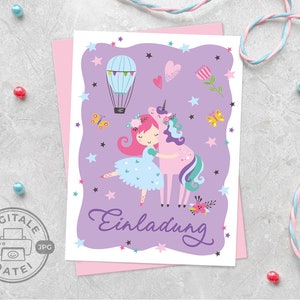 Printable PDF invitation card for girls birthday ballerina digital invitation