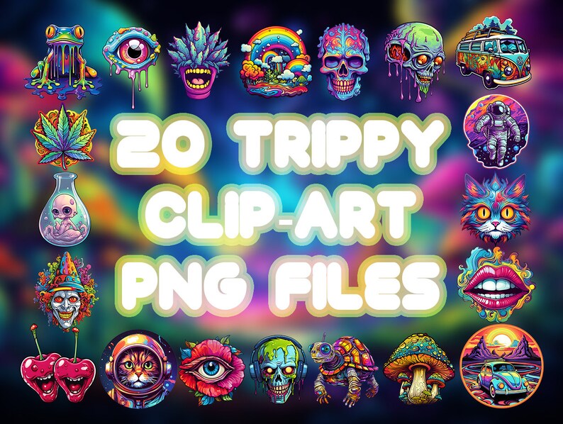 Clip Art Vector Trippy Png Colorful Art Illustration Cute Hippy Cartoon ...