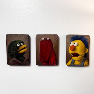 Don’t Hug Me I’m Scared Characters - Upcycled Wood Oil Paintings – (Original Set)/DHMIS/Painting