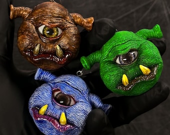 Handmade Creepy Cyclops Monster Ornament: Weird Horror Decor
