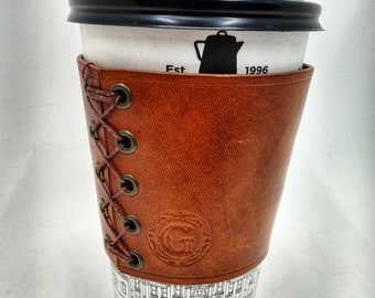 Leather Sleeve (for a Pint sized glass or coffee cup)