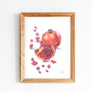 Watercolor Pomegranate | Cafe Wall Art | Fruits Print | Fruits Decor | Watercolor Botanical