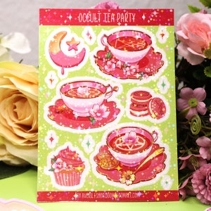 Occult Tea Party Sticker Bogen (A6, wasserfest)