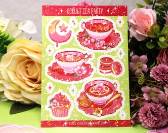 Occult Tea Party Sticker Sheet (A6, Waterproof)