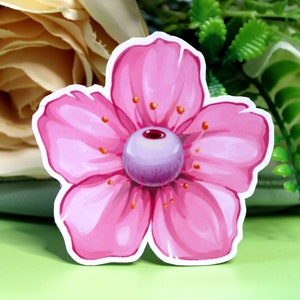 Kirschblüte mit Auge - Satin Matte Sakura Sticker 6,5 cm