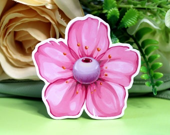 Cherry Blossom with Eye - Satin Matte Sakura Sticker 6.5cm