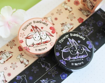 Kawaii Bunny Washi Tapes - Black or Beige