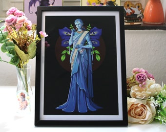 Butterfly Pea Tea - Giclee Print of a personified tea