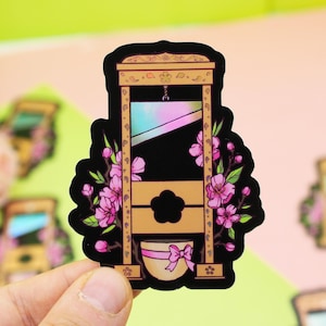 Flower Guillotine - unhinged holographic sticker