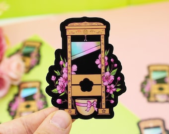 Flower Guillotine - unhinged holographic sticker