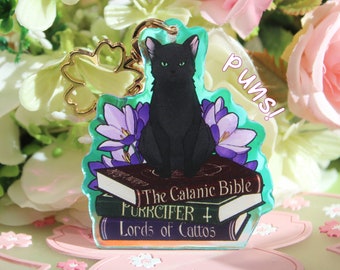 Black Cat with Book Puns Charm