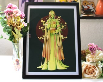 Jasmine Tea - Giclee Print of a personified tea