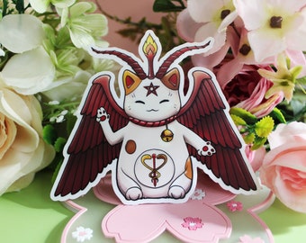 Maneki-Baphomet Matte Vinyl Sticker