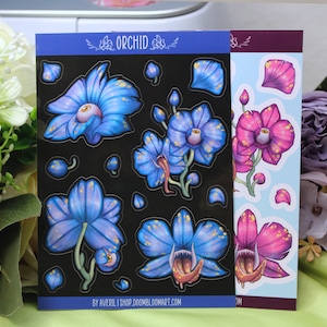 Orquídeas de terror com olhos e dentes (Duas cores, folha ou corte)