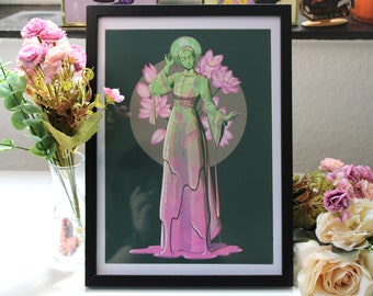 Lotus Tea - Giclee Print of a personified tea