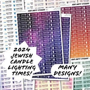 2024 Candle Lighting Times Stickers Jewish Planner Stickers