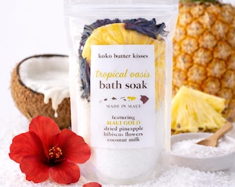 Badbad • Tropische oase • Biologisch en veganistisch • Hawaii-spacadeau • Maui gouden ananas hibiscus bloemen kokosmelk