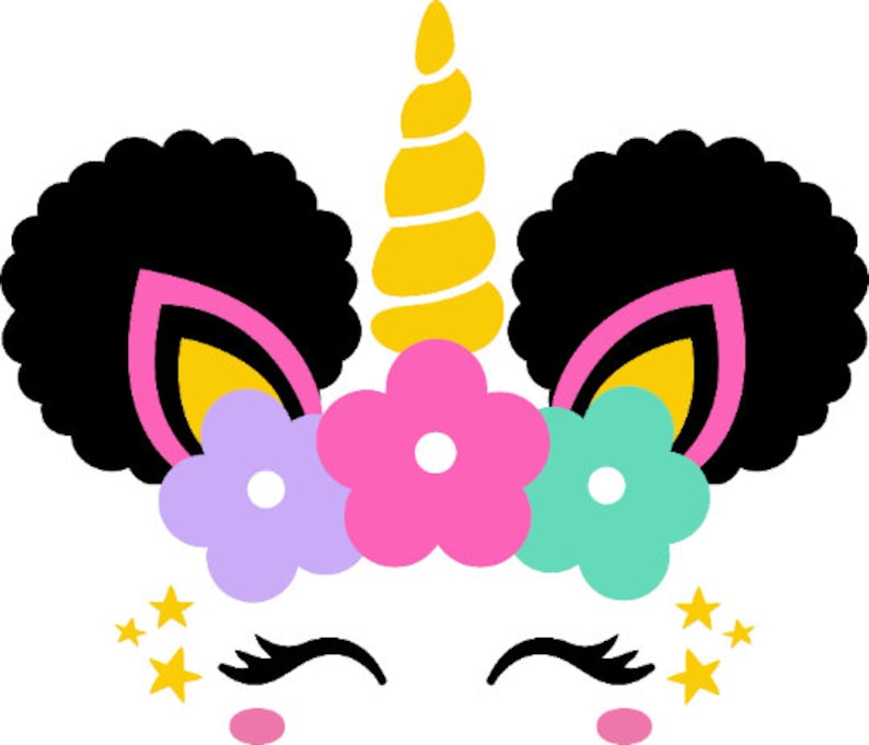 Afro Unicorn Svg, Unicorn Puff Svg Png Dxf, Unicorn - Etsy