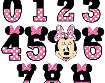 Minnie Mouse Numbers Clipart png