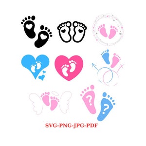 Baby Voeten SVG Footprint gesneden bestand Leuke voetafdrukken Babydouche Gender Reveal Boy Girl Zwanger Pasgeboren Silhouet Cricut Vinyl Laser Gravure