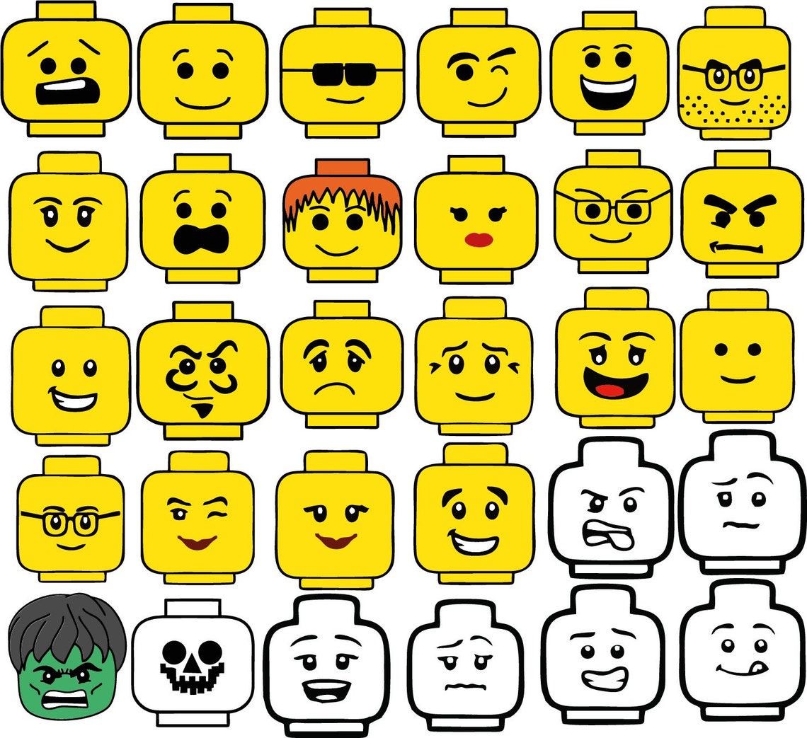 Brick Heads Girl Faces Bricks SVG Bricks Clipart Cricut Etsy