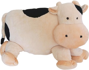 Cuddly pillow plush toy cow XXL large soft fluffy stuffed animal pillow animal shape decorative pillow Easter Christmas children's toy gift 53 cm