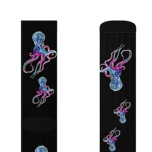 Neon Octopus Socks, Ocean Animal Socks, Fun Print Socks, Marine Life Socks, Sea Animal Socks, Animal Patterned Socks, Underwater Socks