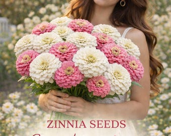 Strawberry Milkshake Zinnia Seeds, Pink and White Zinnia Mix, Polar Bear and Rose Zinnia Blend