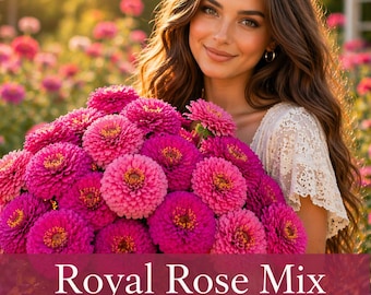 Zinnia Seed Mix: Royal Rose, Rosy Pink & Purple Tones Cottage Seeds Mix